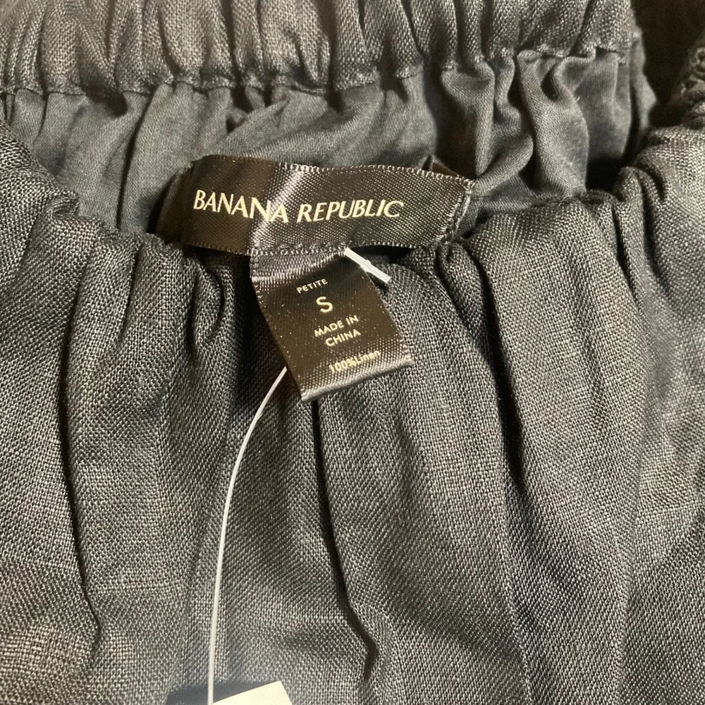 NWT Banana Republic Petite Black Off Shoulder Ruffle Linen‎ Romper S Retail $180